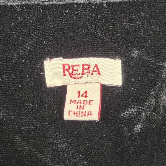 Reba Black Velvet Long Tunic Top/Dress Women's 14 Long Sleeve Western Country - Picture 3 of 10